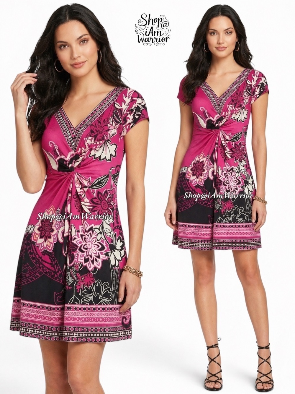 Muse silky stretch print twisted waist dress *shop@iamwarrior